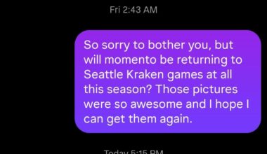 MyMemento will be returning to Kraken games mid-November, per their Instagram account.