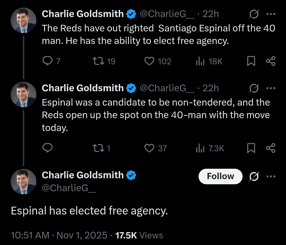 [Goldsmith] Espinal has elected free agency