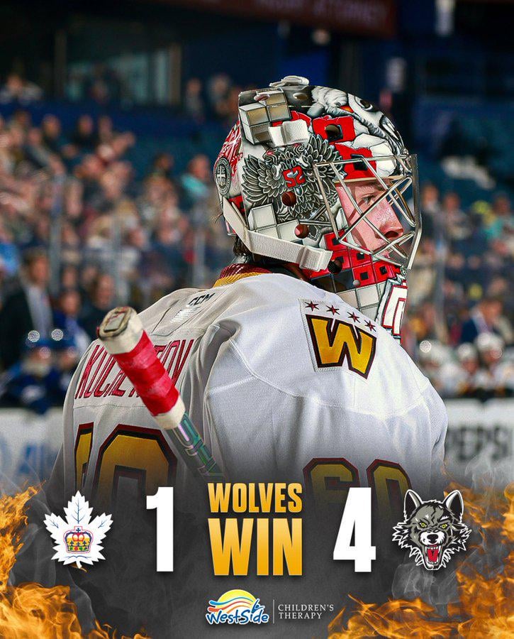 WOLVES WIN! PK stops 22 out of 23 shots in his first game back in a wolves uniform since 2023!