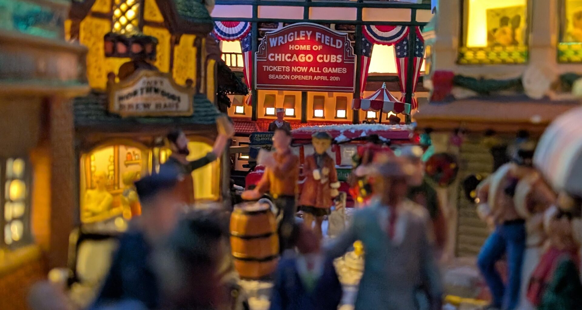 Beautiful night at the landmark in my Christmas village!