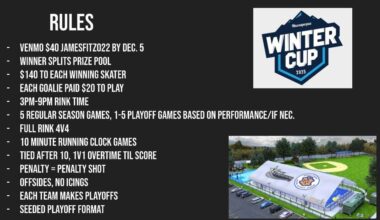 Looking for 3 more goalies and any amt of players for Selden ball hockey tournament!