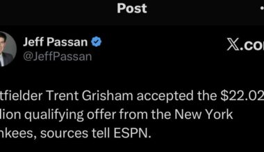 Trent Grisham accepts the QO one more OF off the board