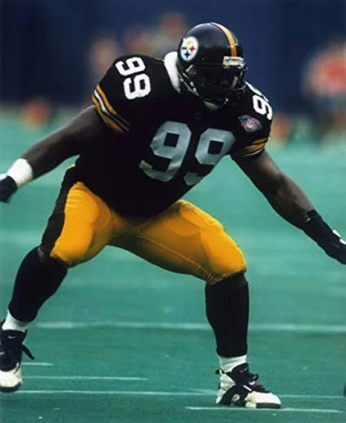 You been visited by Levon Kirkland. This dude just looked awesome as a Steeler. Big LB wearing 99 I always thought that was so cool. Quick too for approaching 300lbs