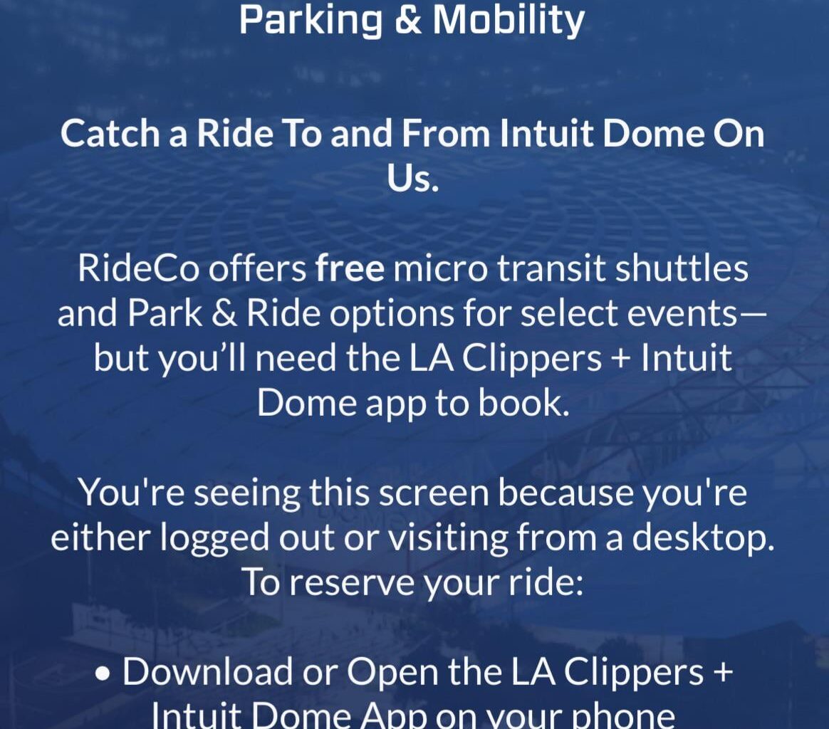 Anyone else getting redirected here when trying to book a park and ride spot? ( I’m on already on the Intuit dome app)