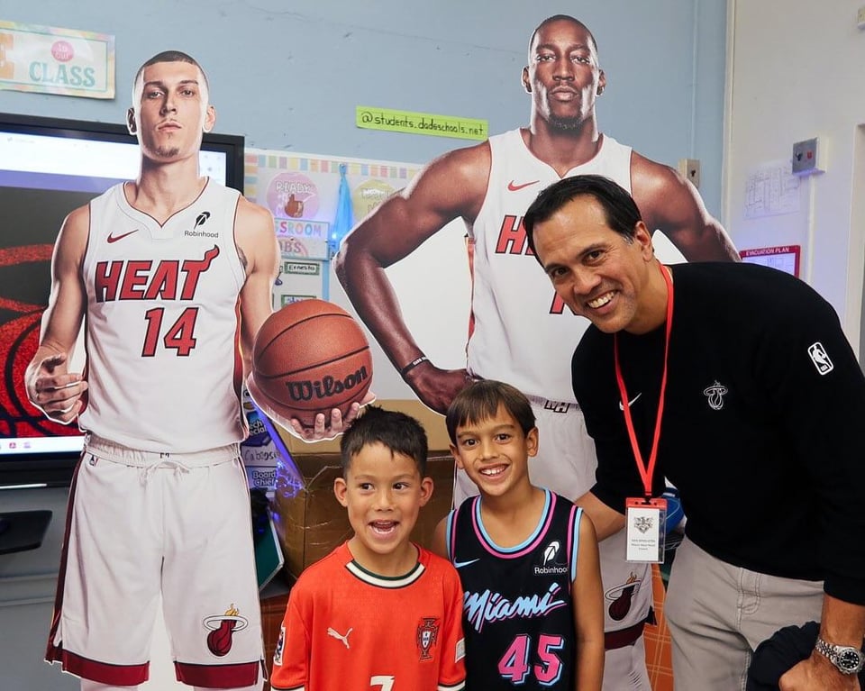 Spo with the Bam & Tyler standees at his kids' school's Career Day 🤣