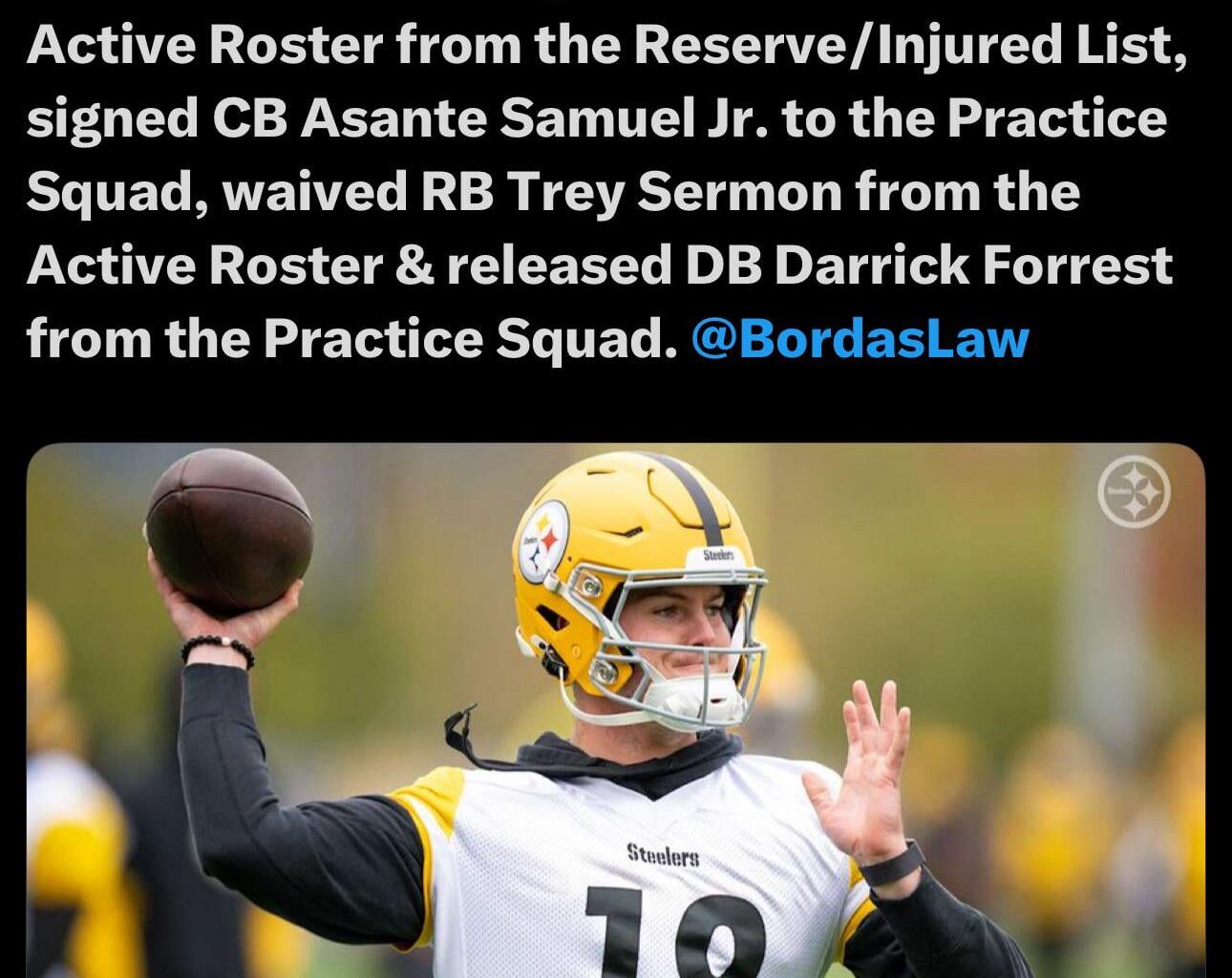 QB Will Howard moved to Active Roster along with other roster moves..