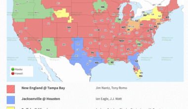 Coverage map for Sunday (Jags-Texans in blue)