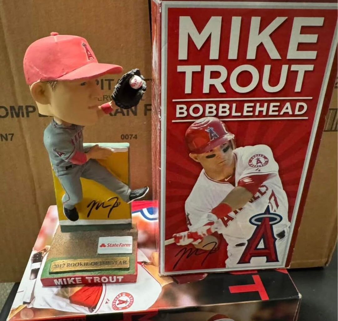 SGA Mike Trout ROTY and Cycle Bobbleheads for sale