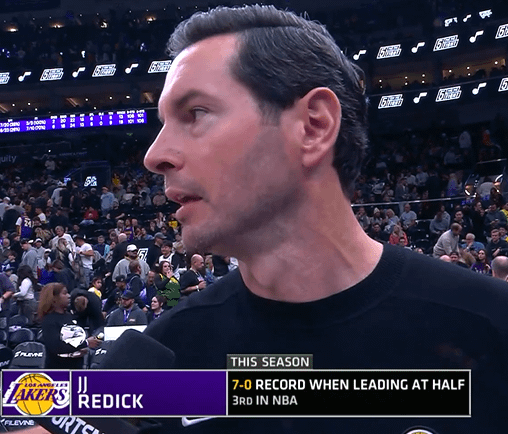 The Lakers are 7-0 this season when leading at halftime