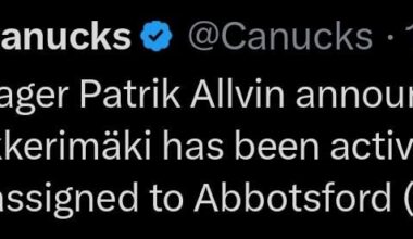 Lekkerimaki activated from IR and sent to Abbotsford @Canucks [X/Twitter]