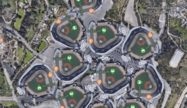 The Dodger's Stadium parking lot fits 10 Dodgers Stadiums.