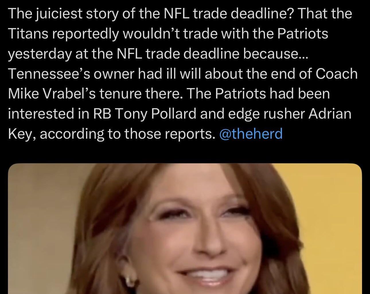 Can’t express how odd it is to see national media pundits making such calculated efforts to spread false stories about a small market team like the Titans. Almost all of the local reporters have disproven this rumor yet big media continues to push the narrative.