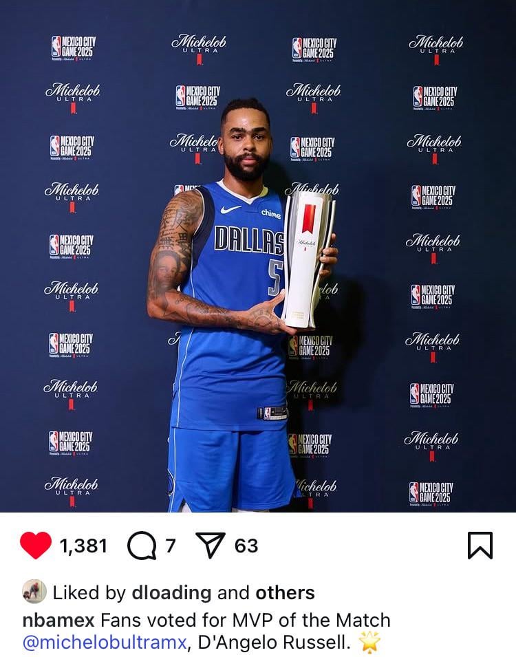 NBA Mexico on IG: Fans voted for the Game MVP, D’Angelo Russell.