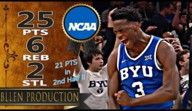 AJ Dybantsa - 25 Pts, 6 Reb, 2 Stl, 2 3PT Full Highlights｜BYU Cougars vs UConn Huskies｜2025.11.15