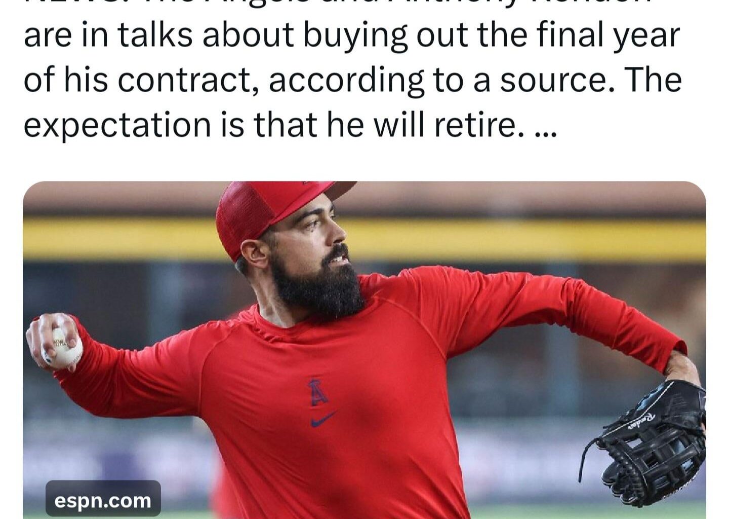(Alden_Gonzalez)The Angels and Anthony Rendon are in talks about buying out the final year of his contract.