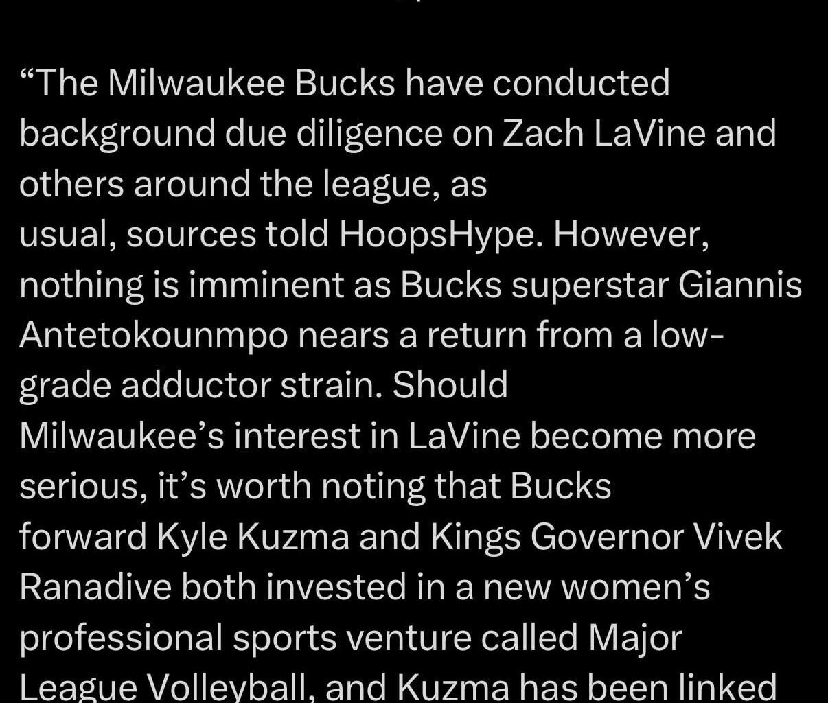 The Milwaukee Bucks are showing a level of interest in Zach LaVine, per @MikeAScotto