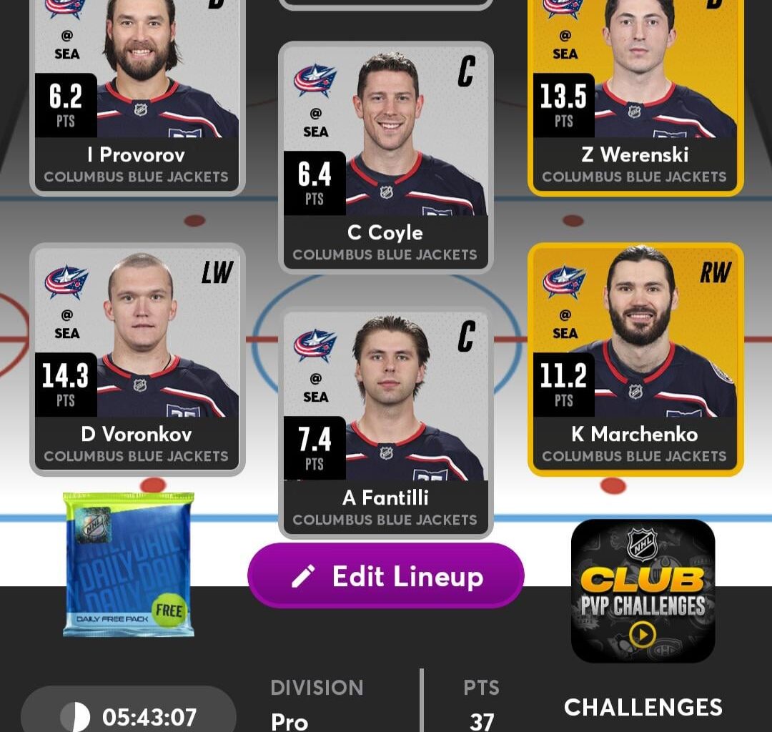 I'm hoping for a win against Seattle. Let's go Blue Jackets!