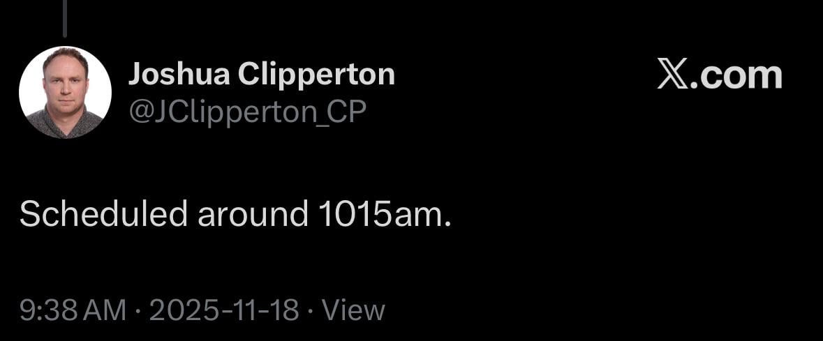 Treliving Scheduled For 10:15AM.