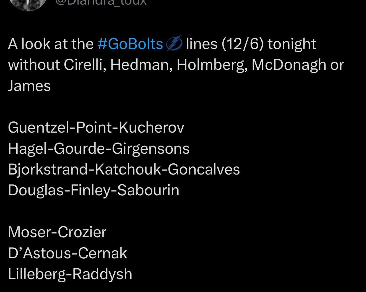 Lines vs NYR