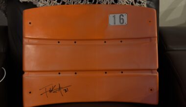 Frank Gore autograph on a Candlestick seat back