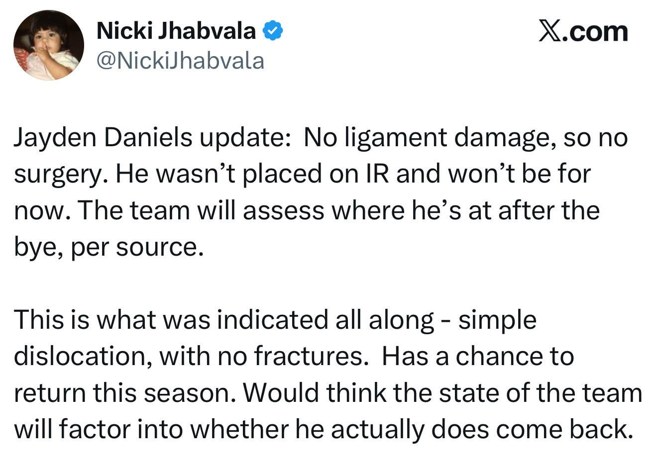 Jayden Daniels Update