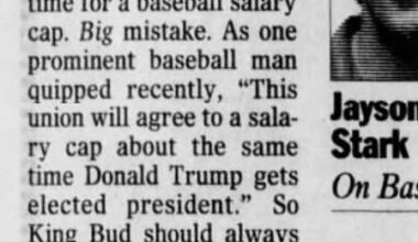 [RJAnderson] Sometimes you run across an old quote that stops you cold. From a Jayson Stark article in January 2000: