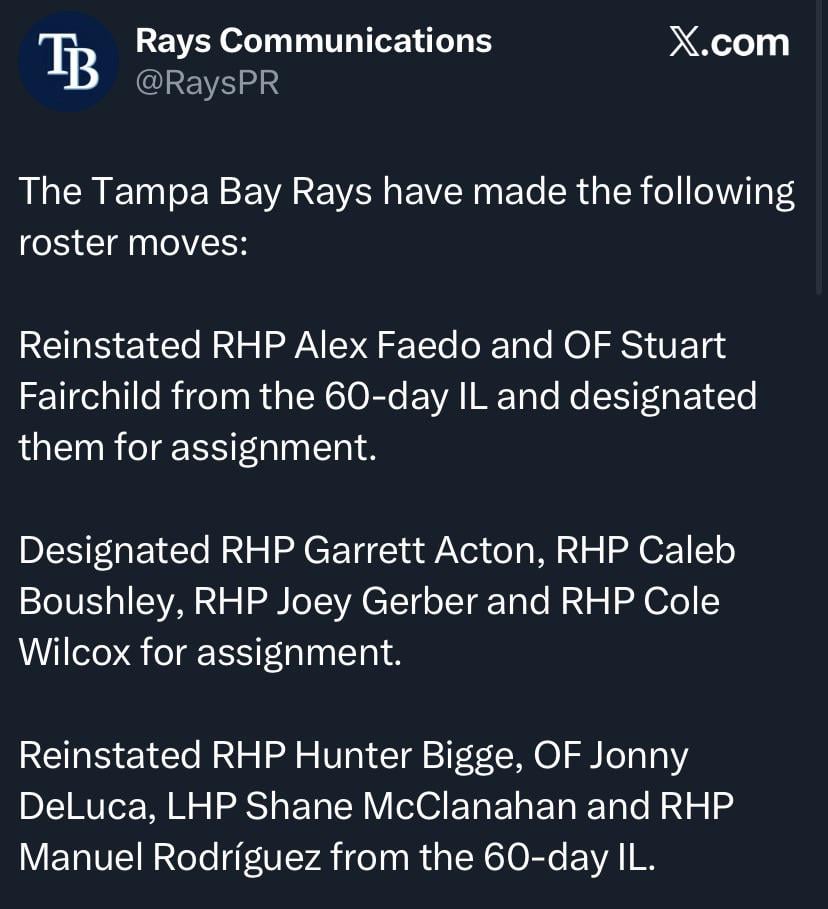 A lot going on today, Hunter, Jonny, Shane, and Manny are off the IL!