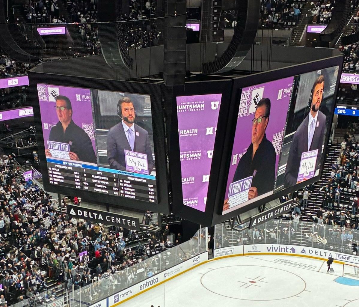 Edzo at Utah Mammoth game last night for Hockey Fights Cancer night