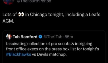 [Pagnotta] Lots of 👀 in Chicago tonight, including a Leafs AGM.