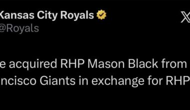 [Royals] We have acquired RHP Mason Black from the San Francisco Giants in exchange for RHP Logan Martin.