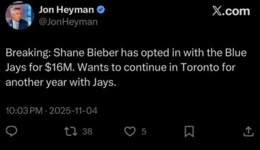 Shane Bieber has opted in with the Blue Jays for $16M