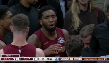 [Highlight] Donovan Mitchell hits the turnaround three to tie the game with .4 remaining in OT