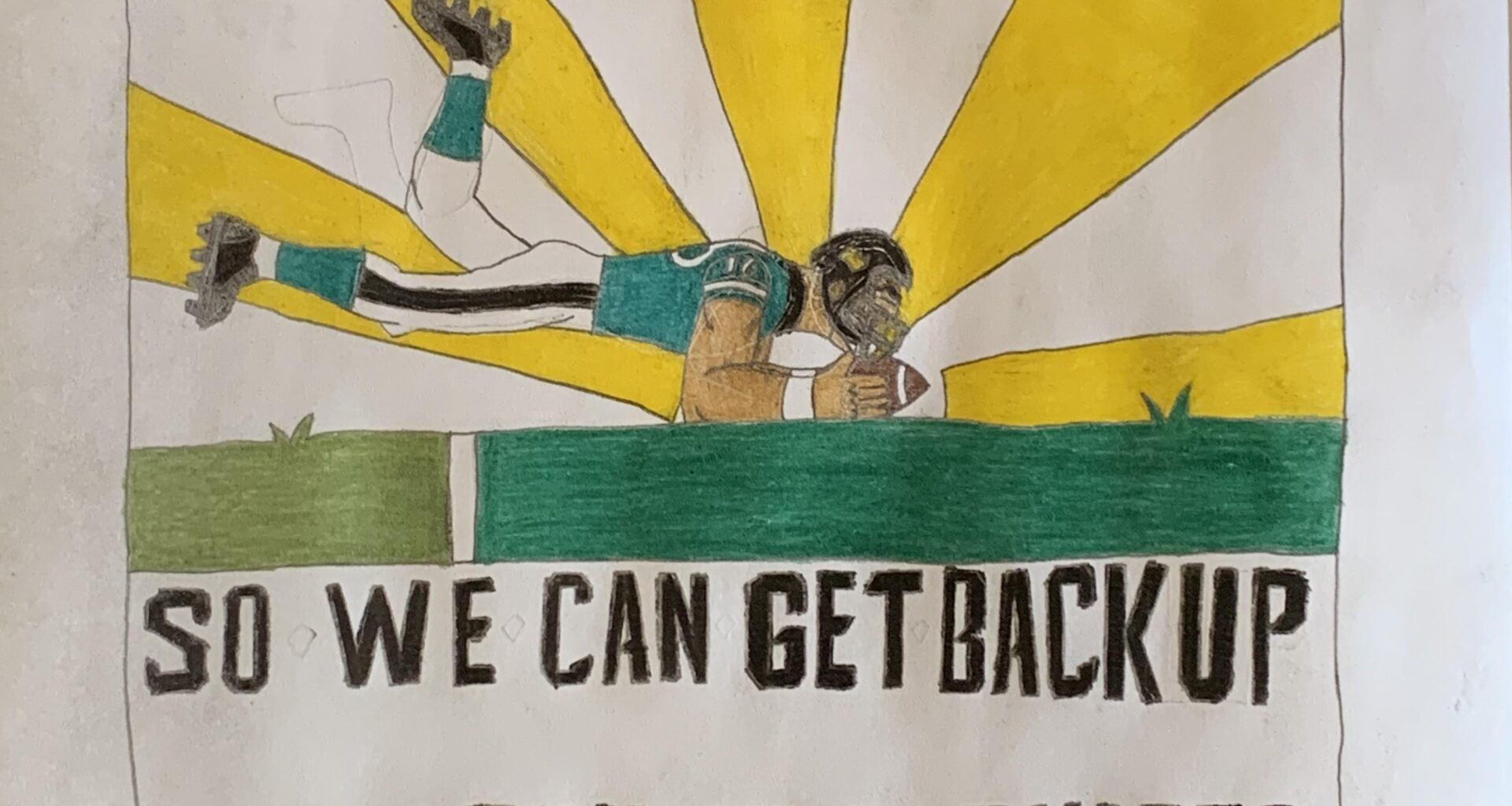 My friend drew this after our Monday night football win