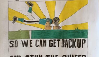 My friend drew this after our Monday night football win