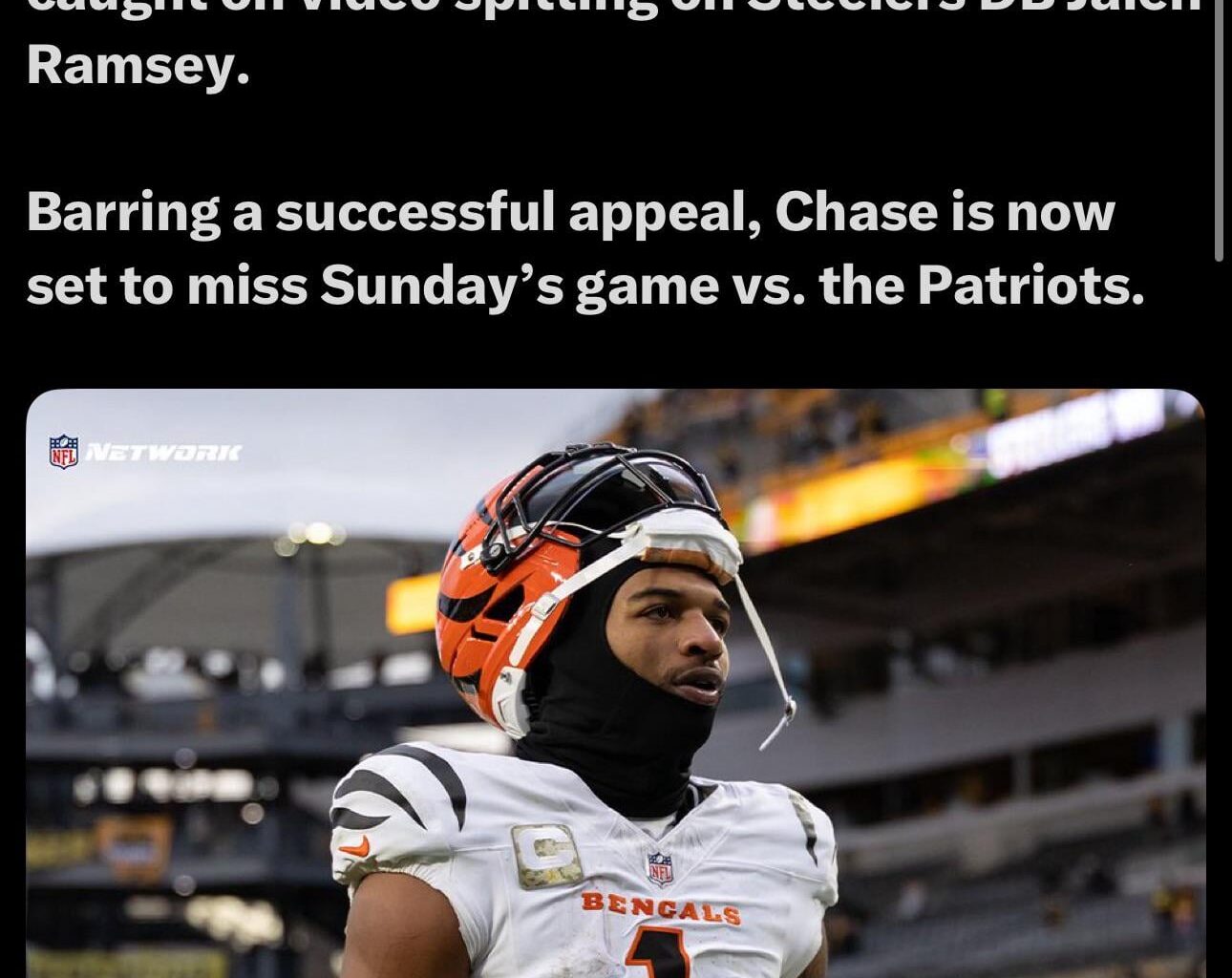 Ja’Marr Chase suspended one game!! Got Em!