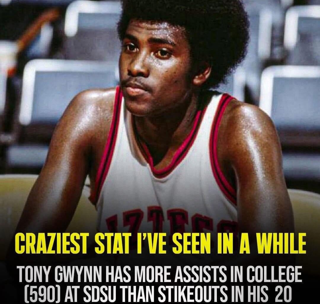 Absolutely amazing, Tony Gwynn has more assists (590) in his four year college basketball career than strikeouts (434) in his 20 years with the Padres. Wow !!