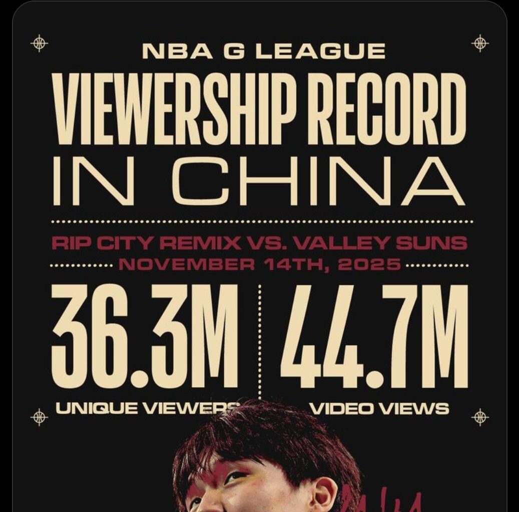 [Rip City Remix] NBA G League Viewership Record in China for the Rip City Remix vs. Valley Suns game on November 14th 📈