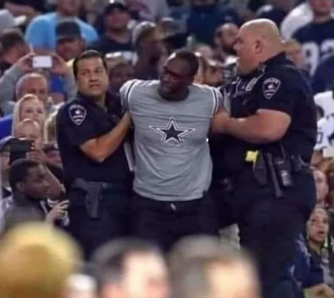 Security forces Cowboys fan to finish watching the game😭😭