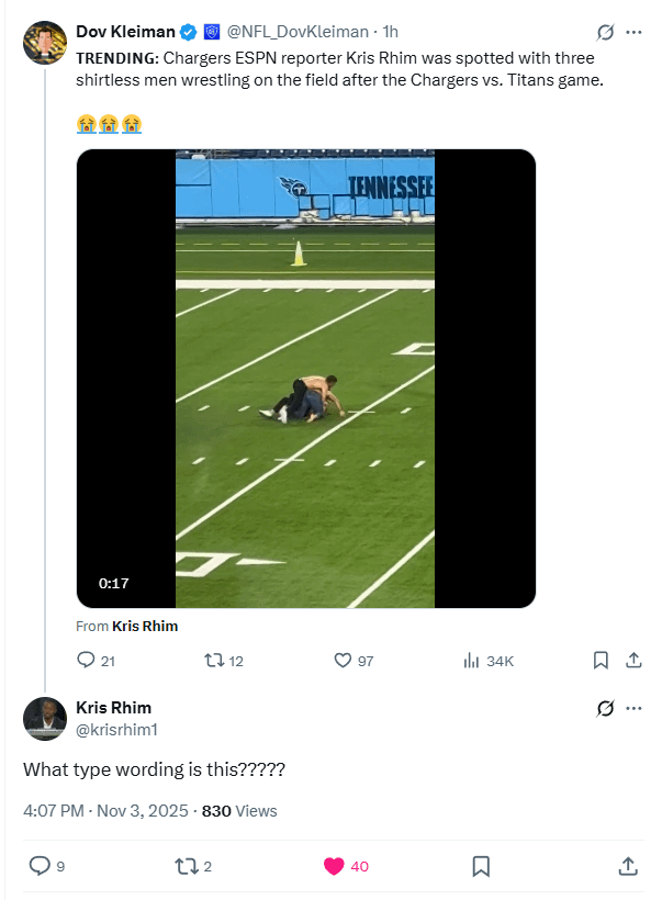 Some Levity: Hack Dov Kleiman throws our very own Kris Rhim. aka The Rhim Job, Under the Bus