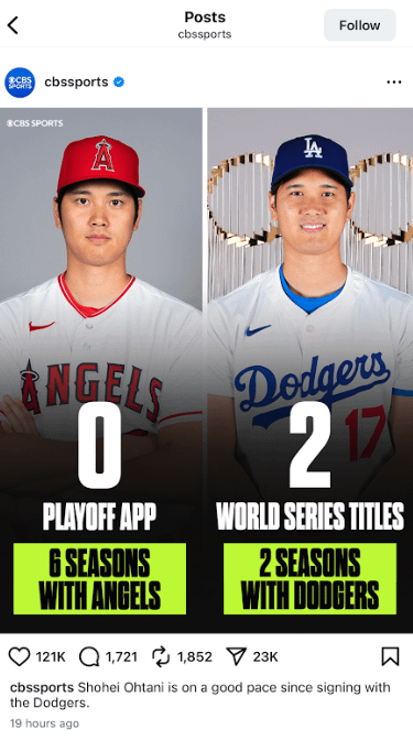 The official CBS Sports Instagram account made that post.