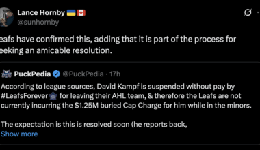 [Hornby] Leafs have confirmed this, adding that it is part of the process for seeking an amicable resolution.