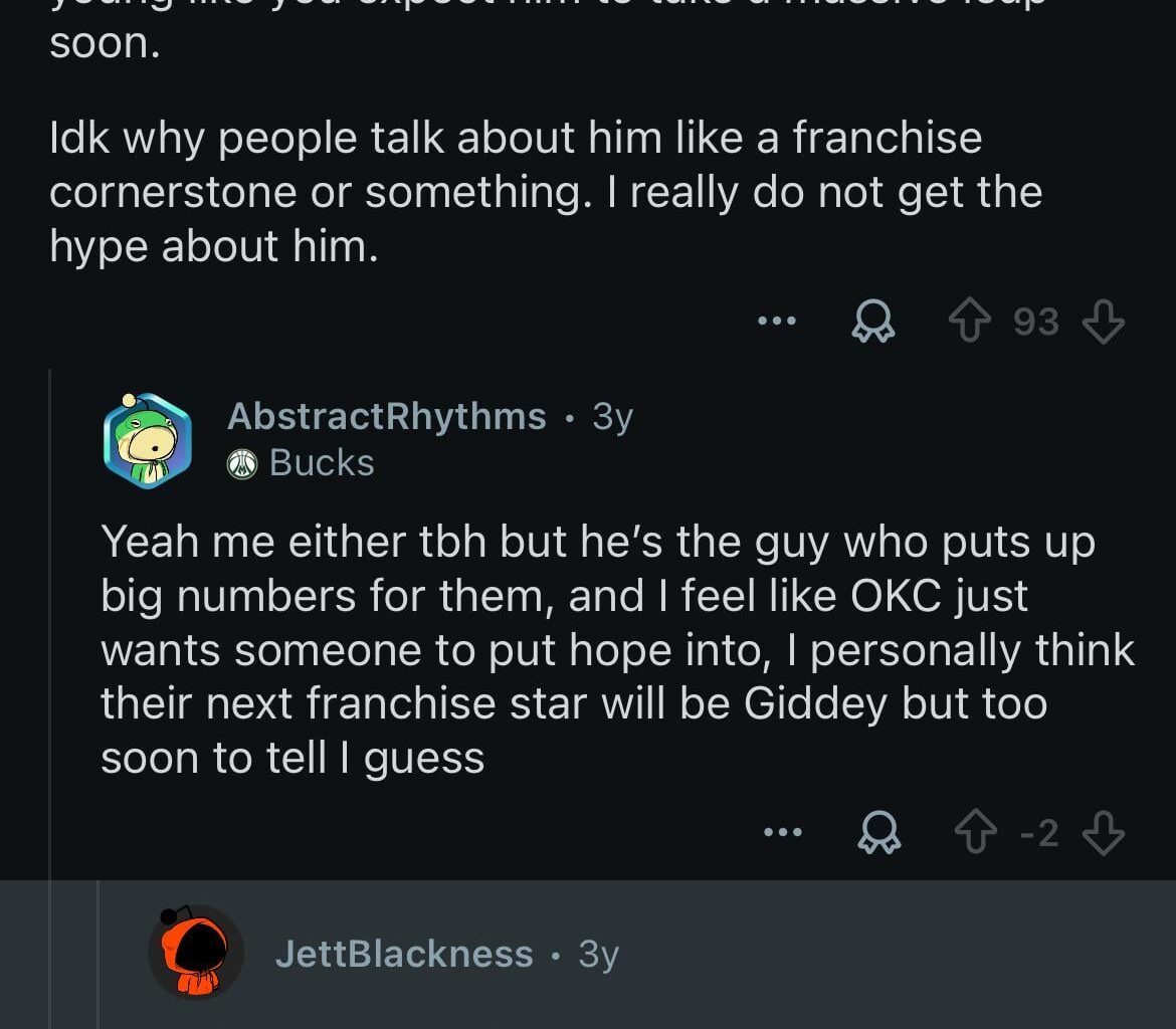 Old comments talking about SGA that I thought were funny