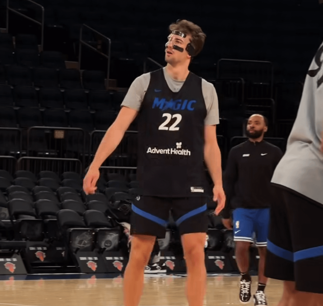 "Franz Wagner (broken nose) will play with mask on tonight as the Orlando Magic visit the Knicks"