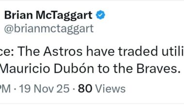 [McTaggart] Source: The Astros have traded utility man Mauricio Dubón to the Braves.