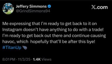 Looks like Jeffery Simmons expects to be a Titan after the trade deadline