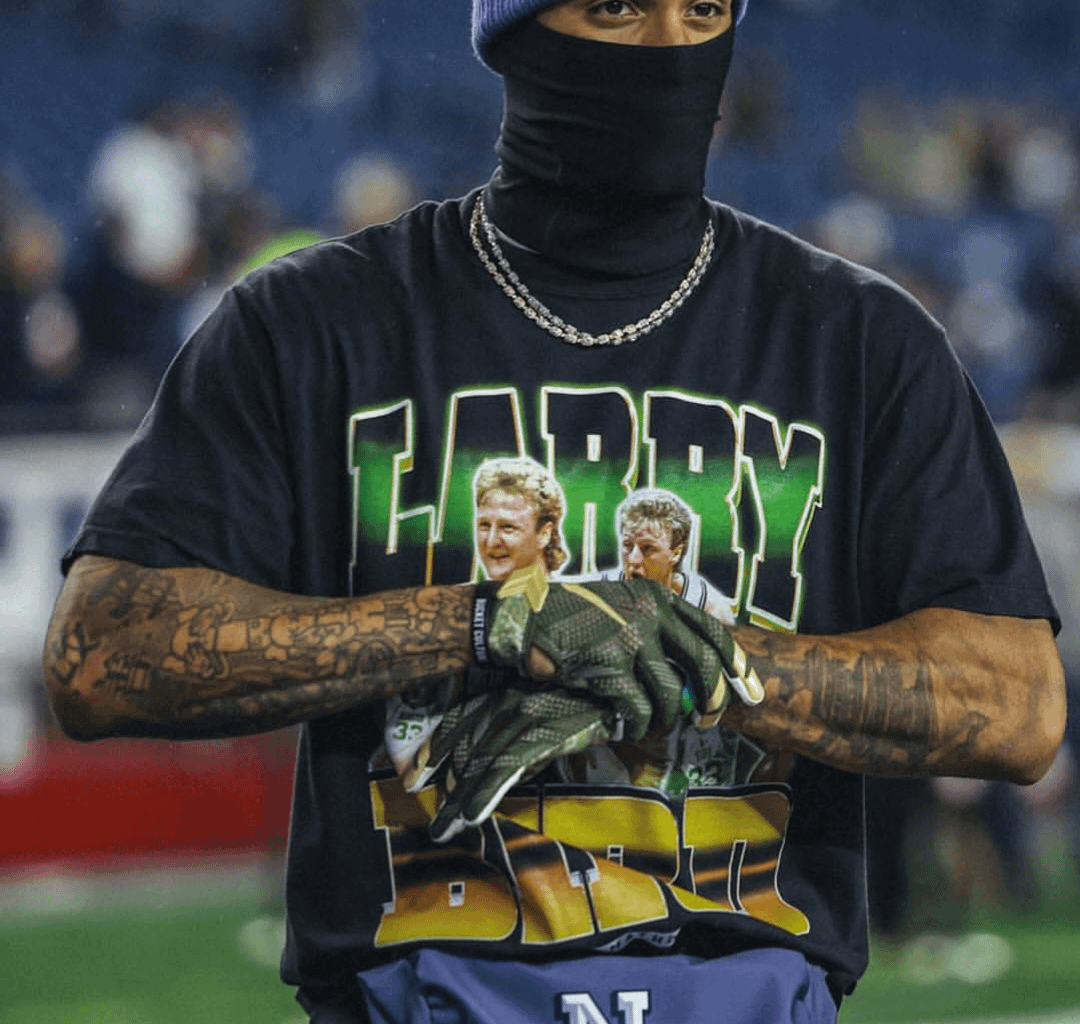 Christian Gonzalez repping Larry 💚☘️