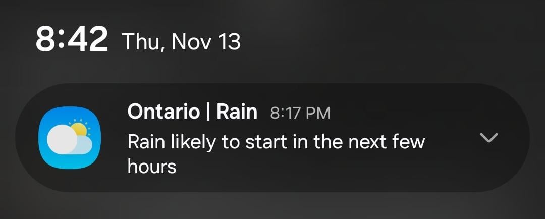 Oh! The weather app said the thing!!!