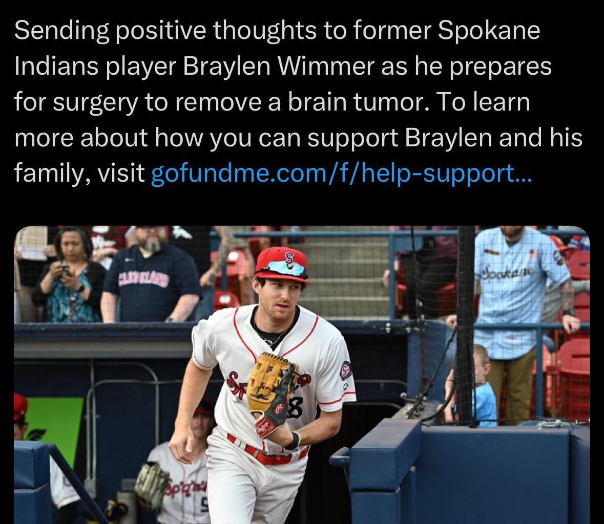 [Spokane Indians] Sending positive thoughts to former Spokane Indians player Braylen Wimmer as he prepares for surgery to remove a brain tumor. To learn more about how you can support Braylen and his family, visit gofundme.com/f/help-support…
