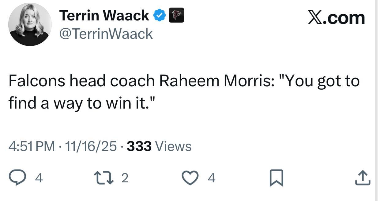 [Waack] Falcons head coach Raheem Morris: "You got to find a way to win it."