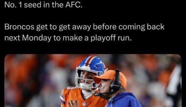 [Stevens] Sean Payton gave the Broncos players and coaches the ENTIRE Bye Week off. Well deserved for the team with the best record in the NFL, longest win streak in the NFL, and the No.1 seed in the AFC.